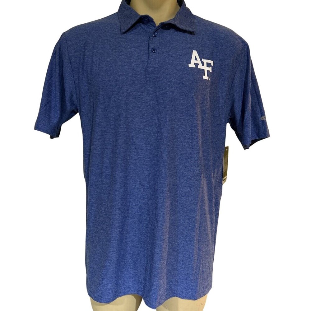 NEW Air Force Falcons Colosseum Athletics Blue Golf Polo SS Shirt Men's L